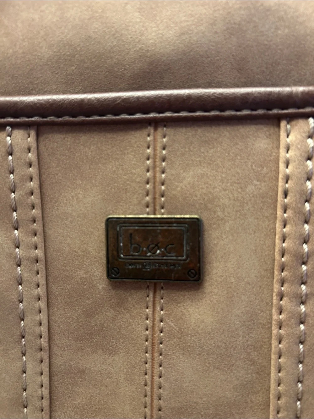 BOC Two-Tone Tan and Brown Whipstitch Crossbody Purse